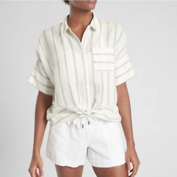 lyocell linen blend tie sleeve top